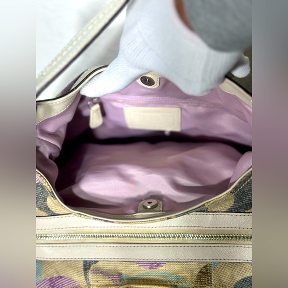 Coach Lynn Soho canvas and leather with silver hardware and silver metal. - Picture 10 of 15